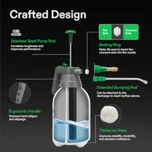 VIVOSUN Puerizador de jardín de mano de 0.26 galones puerizador de bomba de 1 litros botella de puerización de agua de 34 onzas con váula de  boquilla ajustable varilla de - Verde - Ver 2