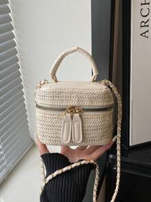 Lightweight Mini Chain Bag Quilted Handbag Bucket Bag Suitable For Girls College Students And Office Workers - Beige - View 11
