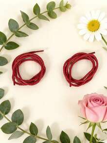 1 par de 120CM Cordones de moda de 3 hebras de color rojo, adecuados para zapatillas/zapatos planos/zapatos casuales, se venden por separado sin zapatos - Rojo - Ver 5