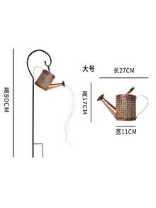 1pc Vintage Metal Watering Can With Solar LED Light - Rustic Outdoor Garden Decor, Retro Coin Water Fountain Sculpture, 600mAh NiMH Battery, Auto On/Off, Suitable For Pathways, Lawns, Patios - A - View 12