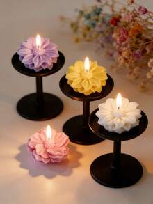1pc 36g Camellia & Chamomile Flower Scented Soy Wax Candle, Handmade With Natural Soy Wax And Cotton Wick For Stable Burn, Approx 3 Hours Burn Time, Designed As Elegant Gift For Mother's Day, Romantic Dinner, Anniversary, Birthday Party, New Year Home Decor With Fresh Floral Aroma - Flower Candles - View 8