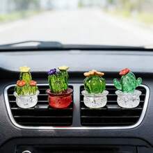 1/2/4pcs Mini Transparent Acrylic Succulent Car Air Vent Clip Fragrance Diffuser, Faux Succulent Interior Decor, Car Air Freshener - Plant - View 17