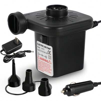 Bomba de Aire Eléctrica Portátil con 3 Boquillas y Adaptador para Automóvil y Hogar, 2 en 1 Inflador y Desinflador Electrico, Inflables Para Colchón Hinchable,Juguetes, Bolsa de Vacío para Ropa