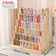 1pc Multi-Tier Wooden Jewelry Display Stand, Bracelet Bangle Necklace Pendant Organizer, Earring Ring Showcase, Rotating Tiered Jewelry Holder, Countertop Display For Store, Wedding, Home Decor, No Power Needed, Easy Assembly - Yellow - View 7