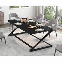 Large Black Desk Long Computer Table For Home Office, Modern Wide Executive Work Table For Writing Study, Simple Wood Metal Computer Table Gaming Table Workstation In Bedroom, Black Oak, 70 In - Dark Oak - View 10
