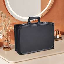 Tragbarer Barber Case mit Sicheres Passwortschloss, Barber Tragekoffer Barber Salon Stylist Carrying Suitcase Friseur Tool Organizer for Scheren, Trimmer, Kämme, Bürsten 40 x 31 x 16 cm Schwarz - Schwarz - Übersicht 4