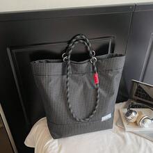 1 pièce Sac fourre-tout style décontracté mode de Hong Kong, sac à bandoulière zippé grande capacité, sac de courses pratique pour le travail et l'usage quotidien - Noir - Voir 6