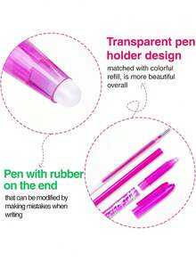 12pcs/Pack (6 Erasable Pens + 6 Refills) Colorful Erasable Gel Pens, 0.5mm Erasable Neutral Pen Set, Office Writing Stationery - Multicolor - View 5