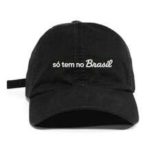 Unisex Dad Hat In 100% Cotton Twill With Curved Brim, Custom Designed. Only Available In Brazil. - Black Embroidered White - View 1