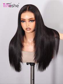 Tinashe Tóc giả ren 6x5, không cần keo, tóc thẳng dài ngang vai, đã được tỉa gọn và tẩy trắng, phần nút thắt bằng ren trong suốt với đường chân tóc tự nhiên và tóc con, phù hợp cho trang phục Halloween, cosplay, đám cưới, nàng tiên cá, phụ kiện tóc giả màu đen. - SNatural - Xem 7
