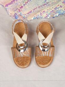 1 Đôi Sandal đế dày, gót xuồng, thiết kế quai thun bóng, thời trang cao cấp, thích hợp cho tiệc tùng, đi chơi, dã ngoại, du lịch. - Vàng - Xem 7