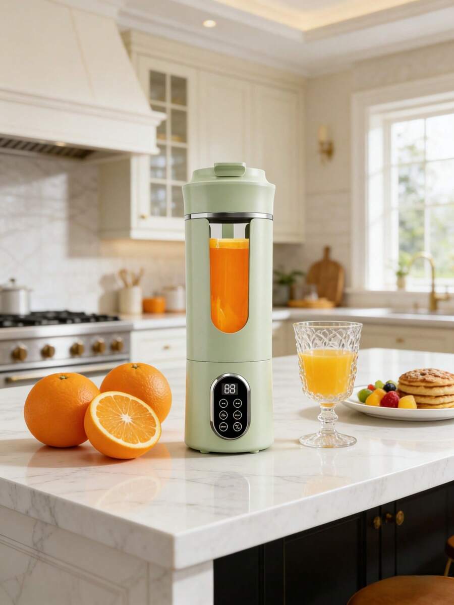 Blender Juicer Portabel Isi Ulang USB dengan Layar LED - 7.4V, Fungsi Penghancur Es yang Kuat, Dapat Mengekstrak Jus Buah & Sayuran Segar, Desain Ringkas, Cocok untuk Membuat Smoothie dan Minuman Bergizi, Ideal untuk di Rumah dan Perjalanan, Kapasitas Baterai Juicer Portabel: 1300mAh