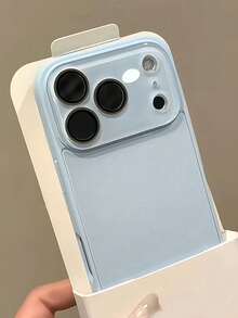 Luxury Pink Glossy Mirror Element Solid Glass Phone Case Suitable For 17 Pro Max 16 15 14 13 12 11 Pro Max Lens Protection Shock-Resistant Frame Hard Back Cover Spring Gift Party - 淺藍色 - 查看 3