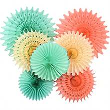 Mint Peach Party Decoration Peach Cream Mint Green 7pcs Honeycomb Tissue Paper Fan Flower for Baby Shower Decoration Tissue Pom Pom Wedding Bridal Shower Decoration Bachelorette Party D - Melocotón verde menta - Ver 2