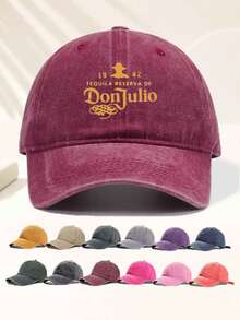 男女皆宜的复古水洗“Don Julio”印花棒球帽。可调节设计，为旅行、度假、运动、钓鱼、海滩等户外活动提供出色的防晒保护。适合作为爸爸帽、妈妈帽或情侣帽，是父亲节、母亲节、夏季、假日、节日的理想礼物。 - 彩色 - 查看 3
