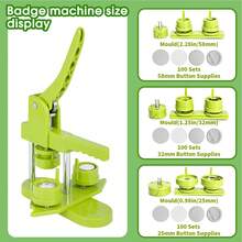 DIY Button Maker Machine 25mm (1 Inch), Installation-Free Badge Press Machine With Rotary Mould & Circle Cutter, 100pcs Button Parts & Films, Portable Badge Maker Kit For Personalised Gifts, Schools - Green - View 3