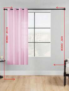 1pc Sheer Curtain, Grommet Curtain, Light Filtering Curtain, Semi-Transparent Curtain, Home/Office Use Curtain, Solid Color Modern Minimalist Polyester Voile Curtain, Softens Light, Suitable For Bedroom, Living Room, Balcony, UV Protection - Pink - View 35