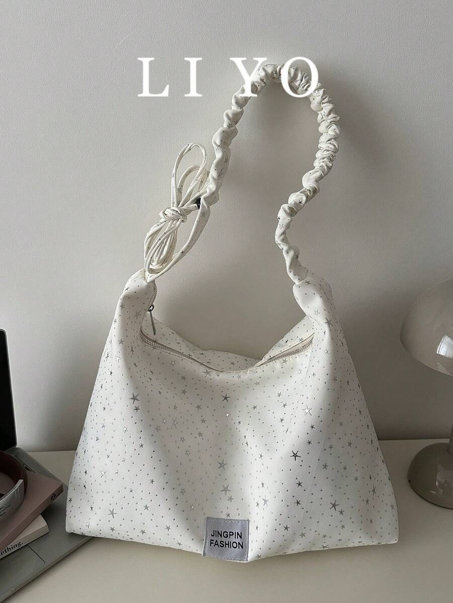Túi đeo vai cỡ lớn dành cho nữ, túi đeo vai hình lưỡi liềm xếp ly thời trang, túi xách tay đa năng tiện dụng cho công sở và đi làm.