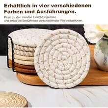 8er Set Geflochtene Baumwoll-Untersetzer mit Halter – Runde Glas- & Tassenuntersetzer, rutschfest, saugfähig, Tischschutz für Getränke, Becher und Gläser - Khaki - Übersicht 9