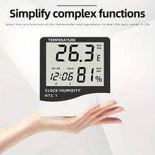 1 Pc HTC-1 Precision Weather Station LCD Digital Thermometer Hygrometer With Clock Function, Indoor Temperature And Humidity Monitor - 1 - View 3