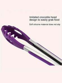 1pc Silicone Non-Slip Heat Resistant Clip, Kitchen Noodle Tongs, BBQ Accessory - View 7