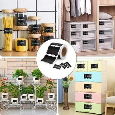 120 Sheets/Roll Removable Waterproof Blackboard Sticker Labels For Pantry & Kitchen Canister Storage