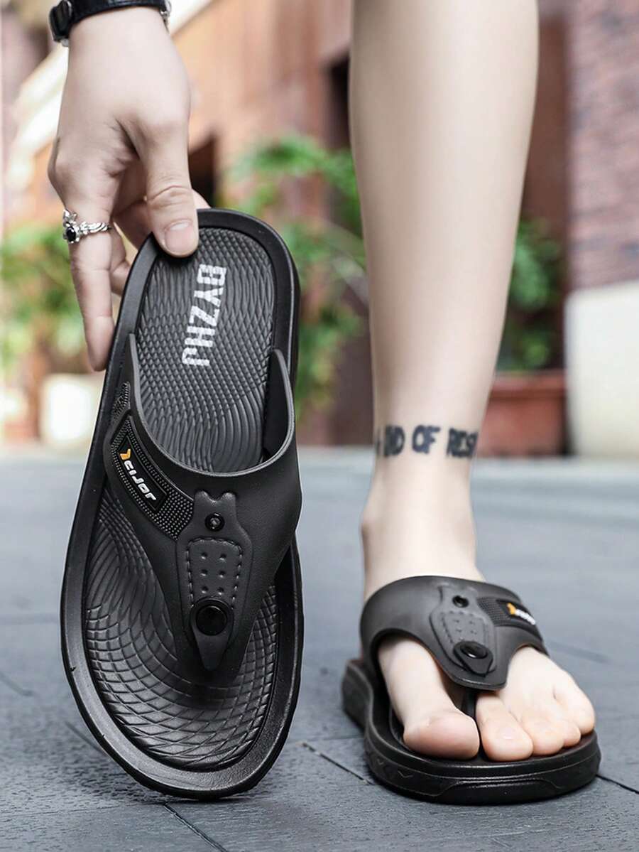 Infradito da uomo alla moda, ciabatte casual traspiranti minimaliste, sandali da spiaggia leggeri e confortevoli per uso esterno - Grigio - Visualizzare 1