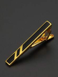 1个条纹长方形珐琅领带夹，简约男士衬衫领带夹 - 彩色 - 查看 7