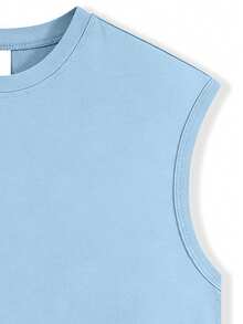 Boys' California Vacation Tank Top, Oversized Palm Tree Silhouette Graphic Sleeveless Shirt, Soft & Cool Top ForVacation & Street Style, For Teen - Baby Blue - View 4