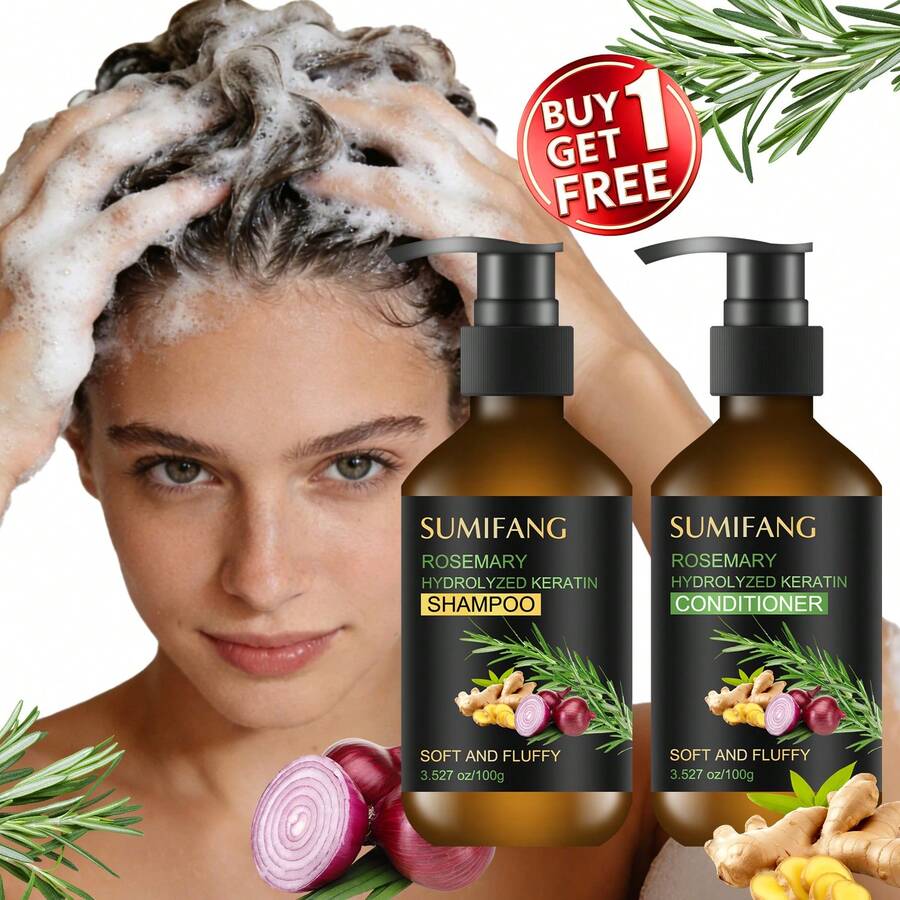 SUMIFANG Mirieta 蛋白去除洗发水和护发素套装，令秀发柔软蓬松，滋养秀发，强健发根，修复受损发质，防止分叉和毛躁，恢复秀发弹性，100克+100克 - 洗髮+護髮素 - 查看 1