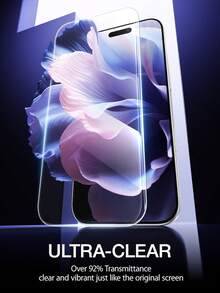 3 piezas Protector de pantalla de vidrio templado de 9H de dureza, compatible con iPhone 13/11/12/13/14 Pro Max/15 Pro Max/16/16 Pro/16 Plus/16 Pro Max/16e/17/17 Air/17 Pro/17 Pro Max, alta definición, claro, anti-arañazos, anti-caídas, resistente al agua y anti-huellas - transparente - Ver 5