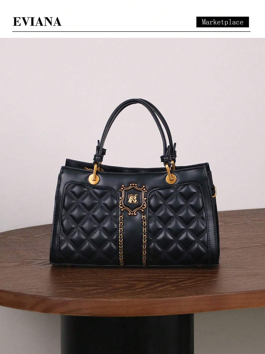 Fashionable Luxury New Quilted Large Capacity Women's Handbag 2026 Spring/Summer Niche Design Heavy Metal Hardware High-End Shoulder Crossbody Bag PU - Multicolor - View 1