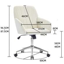 Height-Adjustable Swivel Office Chair For Home And Bedroom, Ergonomic Swivel Chair With Backrest, Suitable For Long Periods Of Sitting. - 白色 - 查看 6