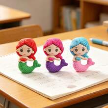 10pcs Random Colors Cute Mermaid Shaped Eraser, Creative Cartoon Design Rubber For Students, Lovely Novelty Stationery For School, Drawing, Writing, Homework And Holiday Gift Giving For Kids, Back To School - Eraser - View 6