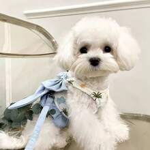 1pc Cute High-End 3-In-1 Outdoor Chest Harness Leash, Bow Tie Half Vest Style, Suitable For Dogs, Pomeranians, Teddy Bears And Other Pets - Multicolor - View 4