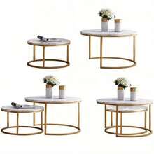 Nesting Coffee Tables Set Of 2 Round Stacking Sofa Side Tables For Living Room - Black - View 9