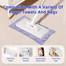 Mini Sweeper Mop No-Touch Dirty Cleaning Flat Dust Mop For Dry Wet Disposable Pads, Multi Surface Mop Floor Mopping And Sweeping Cleaning Head For House Wall Bathroom Toilet Corners Door Window - A - Xem 3