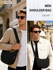 NEWHEY Túi đeo chéo unisex nhẹ, dung tích lớn, khóa kéo YKK, 2 kiểu đeo, có thể điều chỉnh, phong cách tối giản thường ngày, thời trang đường phố. - Nhiều màu - Xem 2