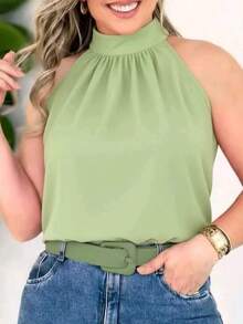 STYLISH WOMEN'S HIGH NECK TIE-UP BLOUSES - verde menta - Ver 3