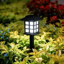 Solar House Stake Lights 2 Pack, IP65 Waterproof PP Material, Outdoor Long-Lasting Lights For Walkway Garden Path Yard Lawn Decor - 白紅光 - 查看 6