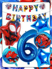 Bộ 7 bóng bay tráng bạc chủ đề Người Nhện Marvel, gồm một bóng bay cỡ lớn 32 inch, trang trí tiệc siêu anh hùng, sinh nhật, đồ dùng cho trẻ em, bóng bay tiệc siêu anh hùng, trang trí khai trương trung tâm thương mại. - Xem 6