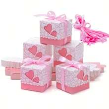 New Double Heart Hollow Wedding Candy Box, Baby 1st Birthday Heart Gift Box - Multicolor - View 3