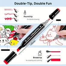 168/120/80/48/36/24 PCS Marker Sets, Dual-Tips, DIY Craft Pens, Watercolor Pens, School Supplies, Professional Permanent Colors, For Painting, Sketching, Coloring, Calligraphy - Ideal For Halloween & Christmas Gifts, Art Lovers, Art Supplies - 50+10 pcs - 查看 2
