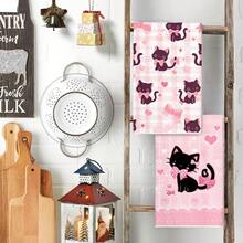 Kitchen Towels With Black Cat Patterns. The Size Is 40 * 60 Centimeters. Suitable For Use As Kitchen Decoration Or A Great Gift. They Can Be Used For Cleaning And Drying Items, As Well As For Home Decoration. Suitable For Various Purposes In Kitchens And Restaurants, It Is An Ideal Kitchen Utensil. - Multicolor - View 5