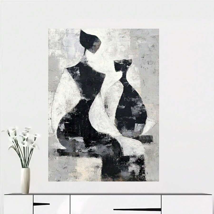 1 pieza Pintura Moderna Abstracta de Figura Femenina en Blanco y de Extra Grande - Minimalista en Beige, Gris, p Blanco Acento Dorado - Póster Grande para Decoración de Pared en Sala de Estar, Dormitorio, Oficina - Impresión en Lienzo sin Marco - Decoración Contemporánea para el Hogar - Paleta Neutra para Decoración Escandinava, Industrial, Moderna de Mediados de Siglo - Póster de Arte Minimalista Listo para Colgar, Arte de Pared Femenino, - Enmarcado - Ver 1