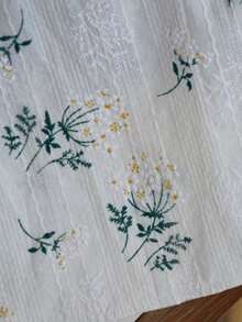 1/2/4pcs Pastoral Style Floral Tablecloth, Ins Inspired Linen Embroidered Dining Placemats - White - View 5