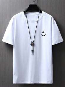 Manfinity Homme Hombres Camiseta con estampado de dibujos animados - Blanco - Ver 1
