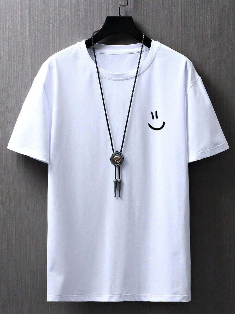 Manfinity Homme Hombres Camiseta con estampado de dibujos animados - Blanco - Ver 1