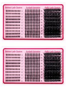200D/160D/120D/100D/80D/60D 四合一假睫毛簇，长度 6-20mm，可重复使用，305/295/285/275/265 片装，卷翘假睫毛，DIY 尖刺睫毛嫁接，卡通簇状假睫毛嫁接，仿貂毛条纹浓密假睫毛 - DD - 查看 3