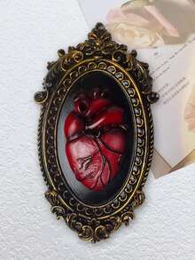 1 pieza Placa colgante de estilo gótico vintage con corazón, decoración de pared de corazón burdeos creativa de resina, adecuada para oficina, sala de estar, estudio, porche, decoración del hogar, adorno de estilo gótico - 1PC - Ver 6